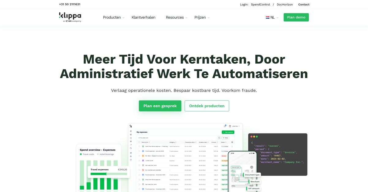 Klippa Doc Horizon Homepage