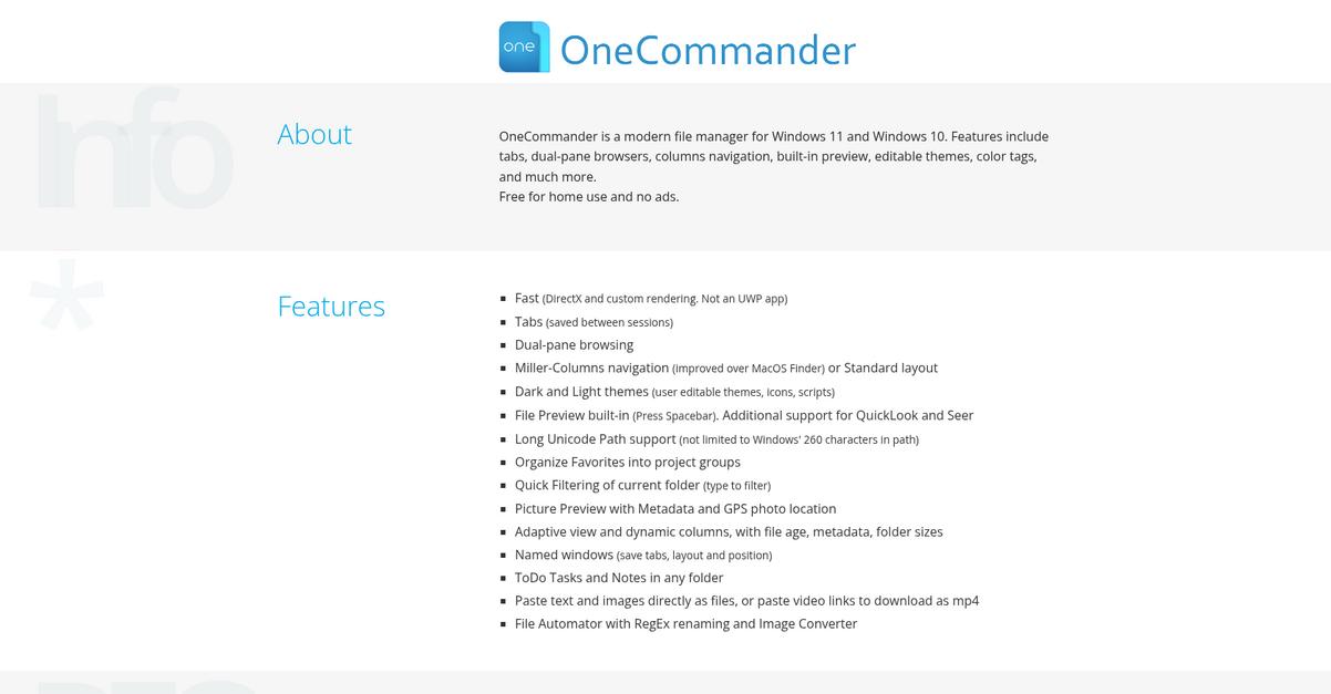 One Commander Homepage