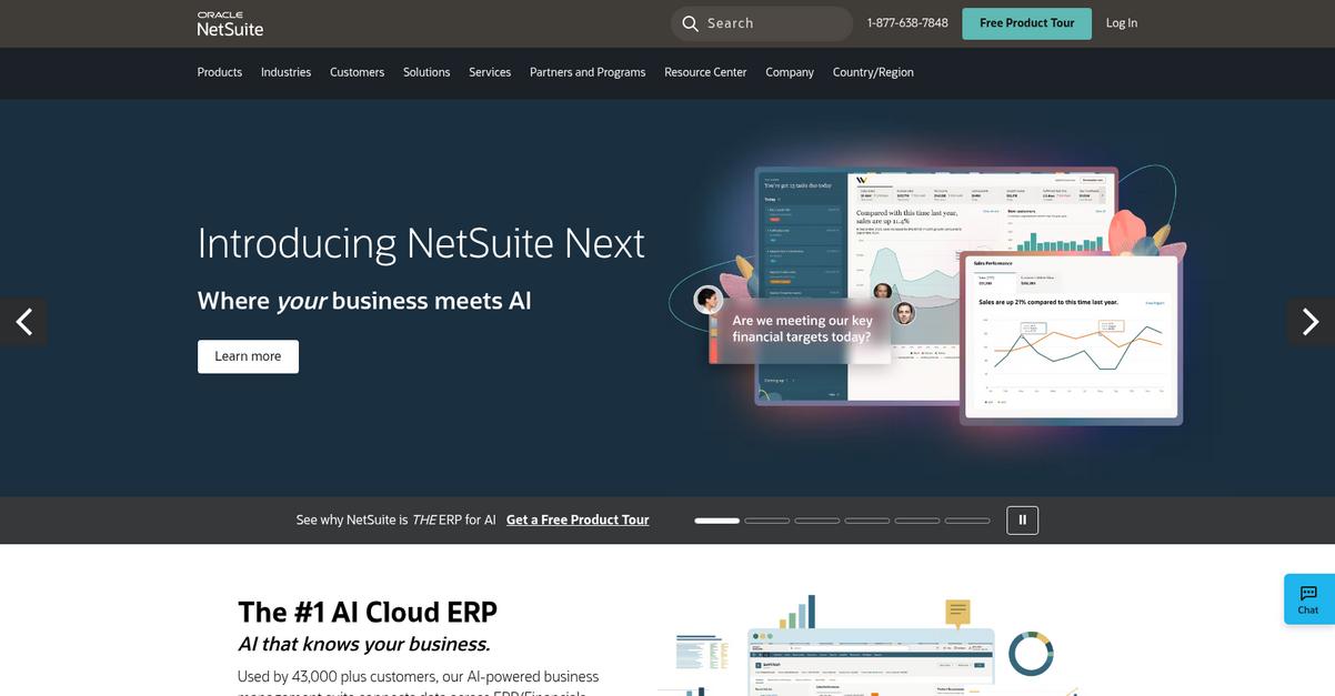 Oracle Net Suite Homepage