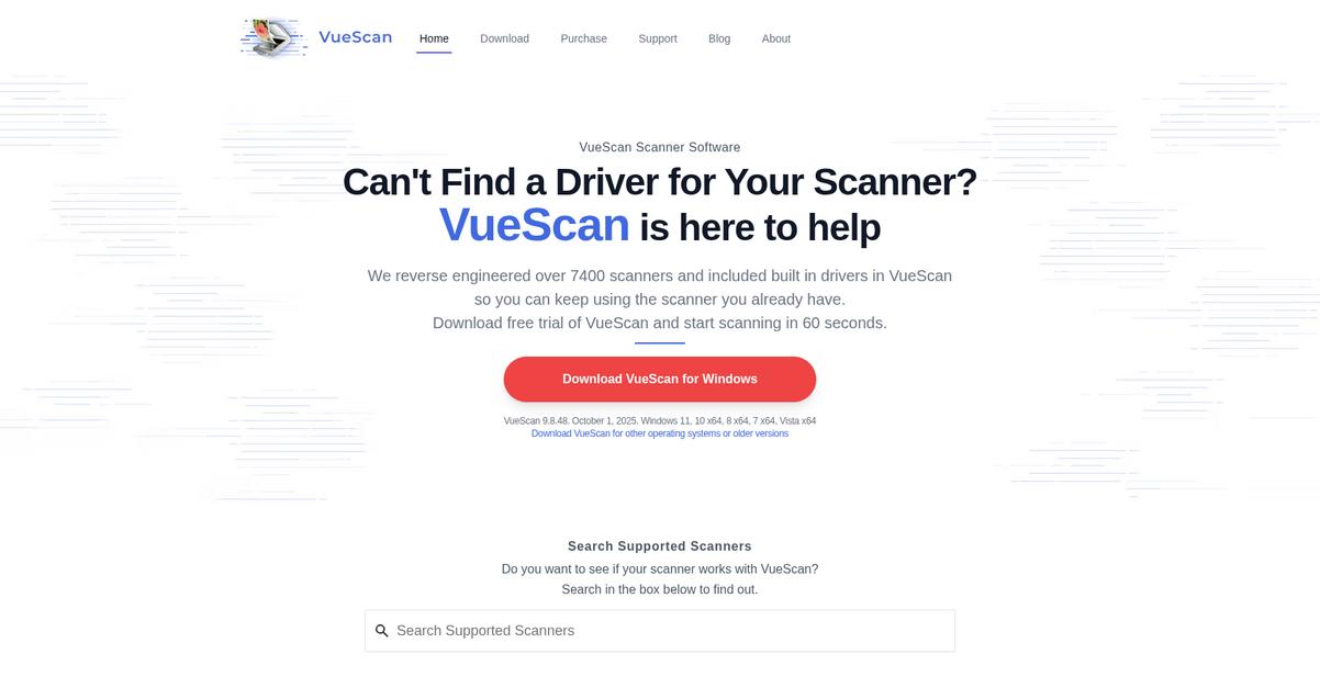 Vue Scan Homepage
