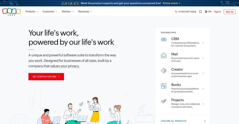 Zoho WorkDrive Homepage