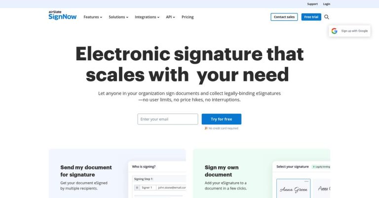 signNow Homepage