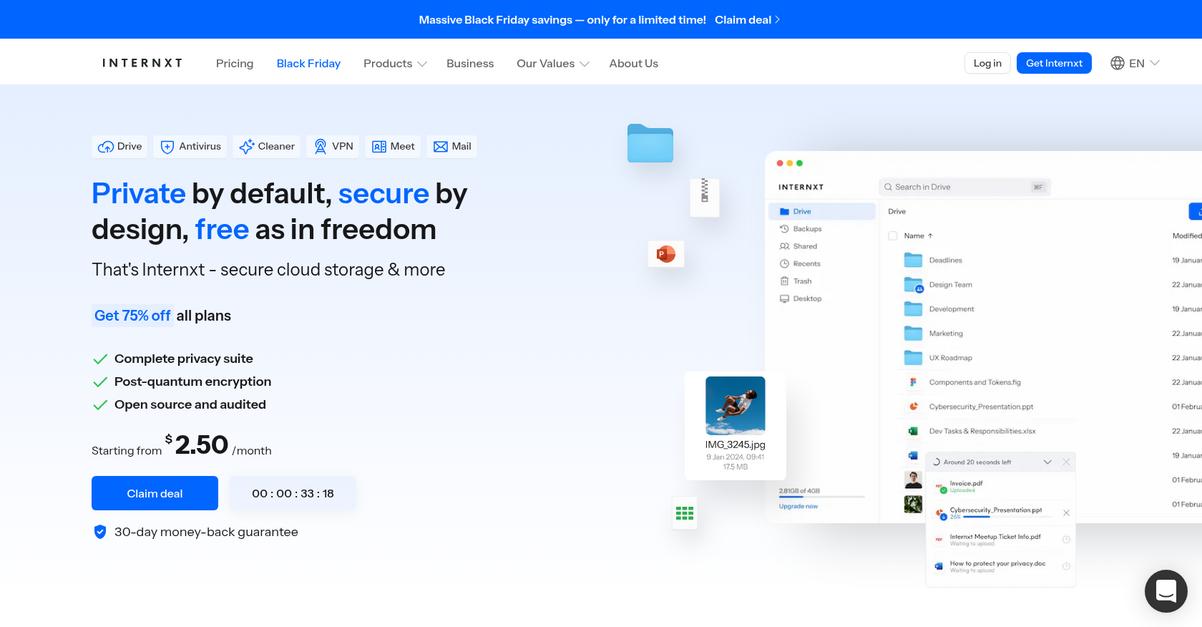 Internxt Drive Homepage